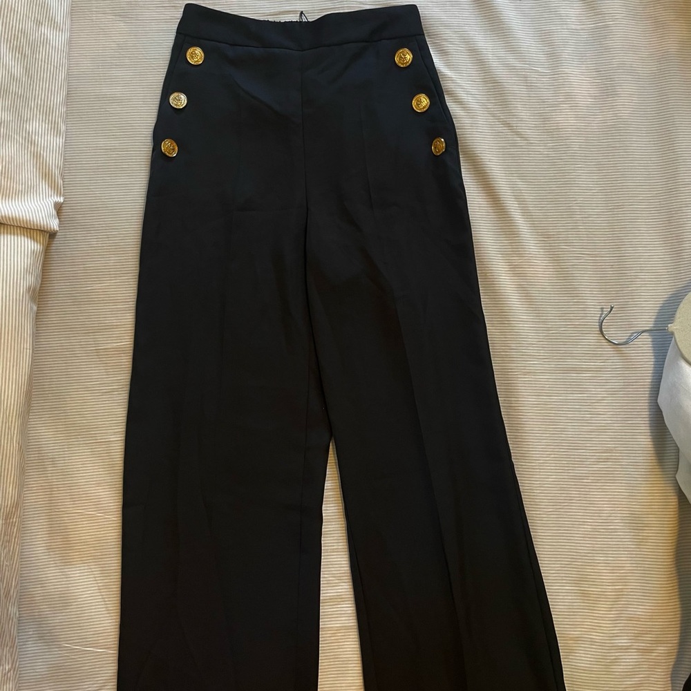Zara wide leg gold button pants